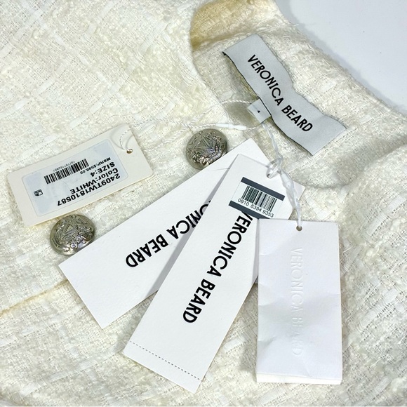 Veronica Beard Nathan Cotton Blend Tweed Jacket Blazer White 4 NWT - Picture 5 of 16